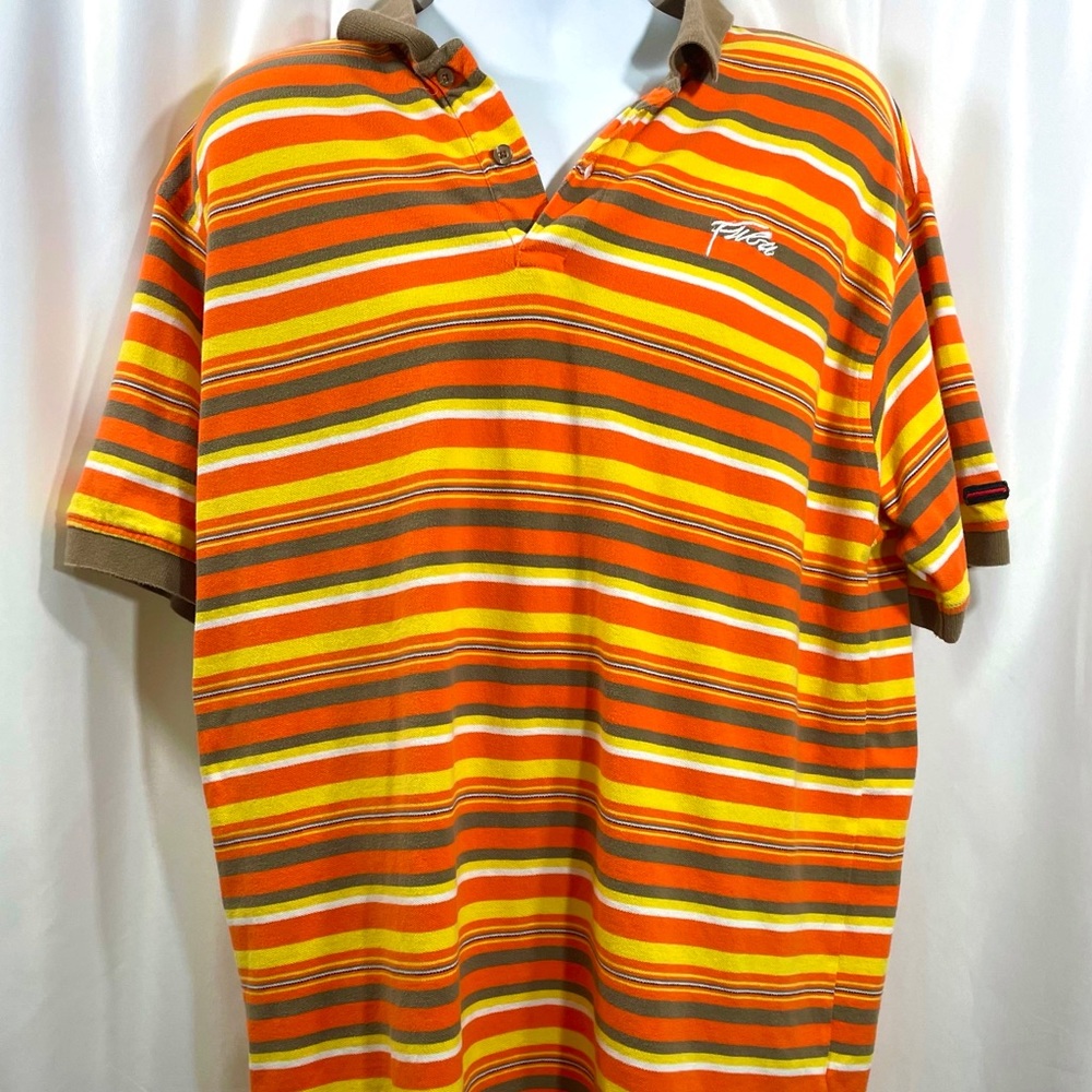 FUBU Fall Candy Corn Color Orange Yellow Polo XXL